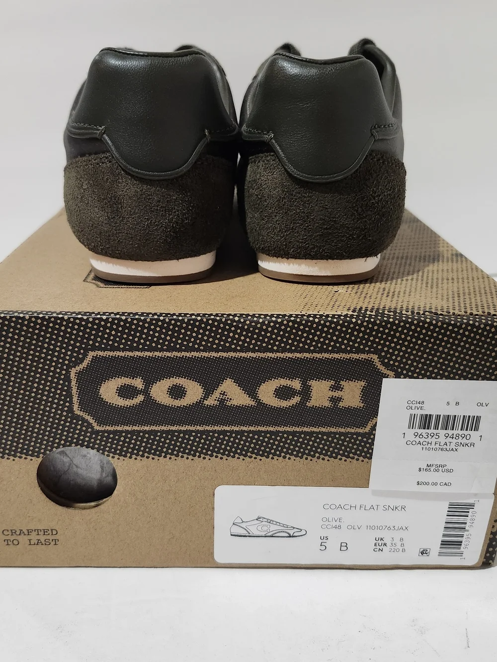 Coach Women's Olive Green Low-Profile Casual Flat Sneakers CCI48 Size 5
